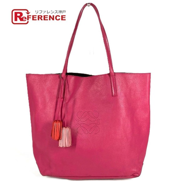 Loewe Handbags - Loewe Nappa Leather Anagram Shoulder Bag Tote Tassel Fringe Pink